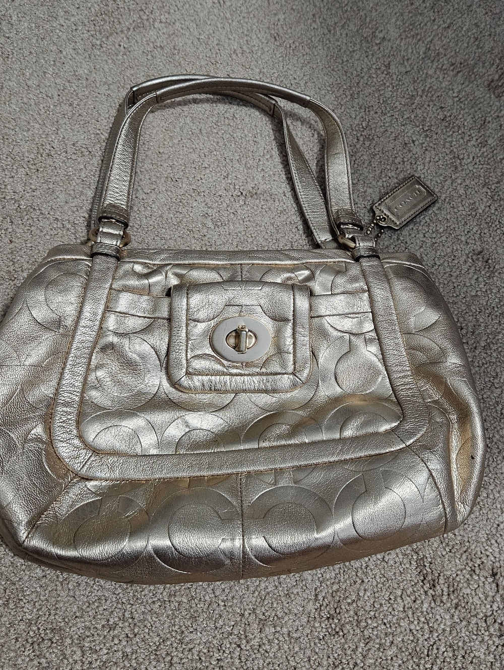 Rare Coach Shoulder Rose Gold Metallic Bag